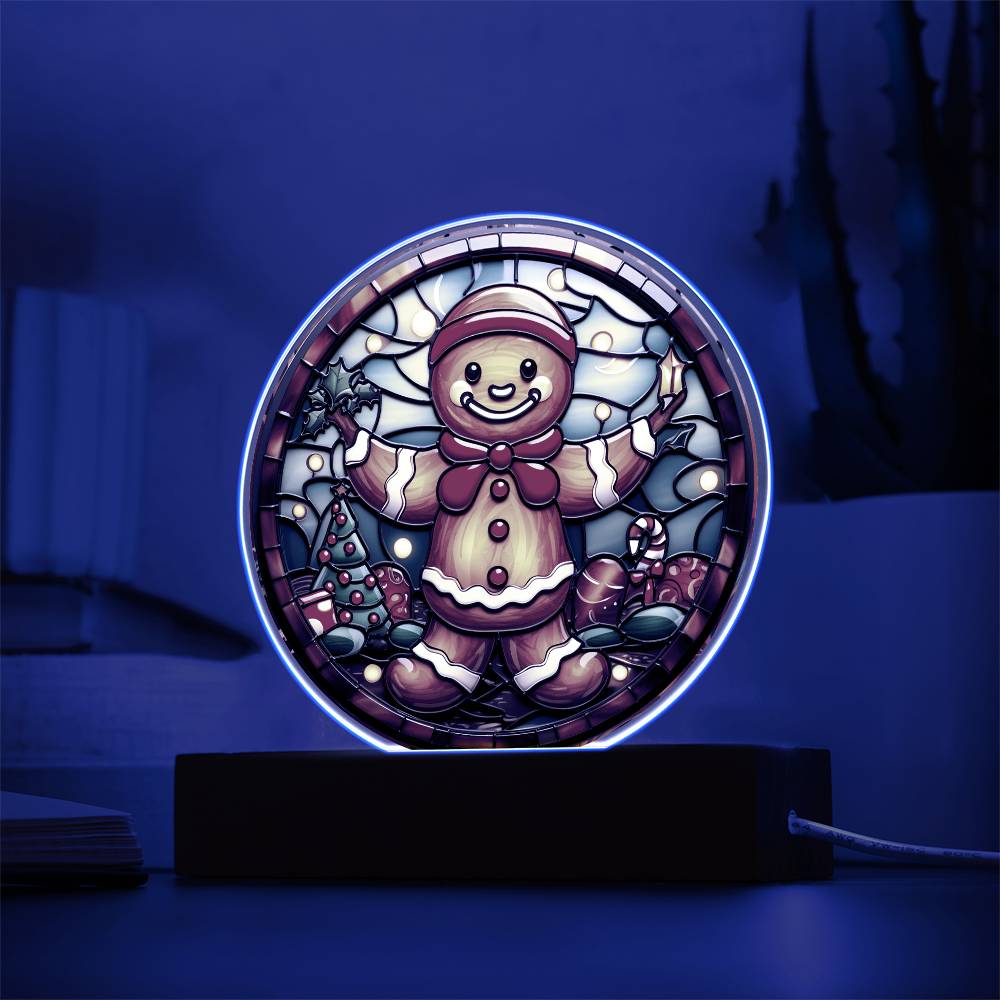 Christmas Gingerbread | Night Light Circle Acrylic Plaque