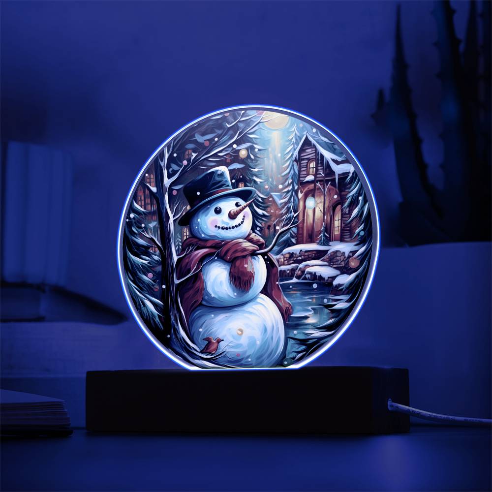 Snowman Is Feeling | Night Light Circle Acrylic Plaque