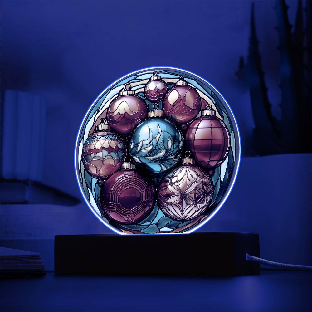 Christmas Balls | Night Light Circle Acrylic Plaque