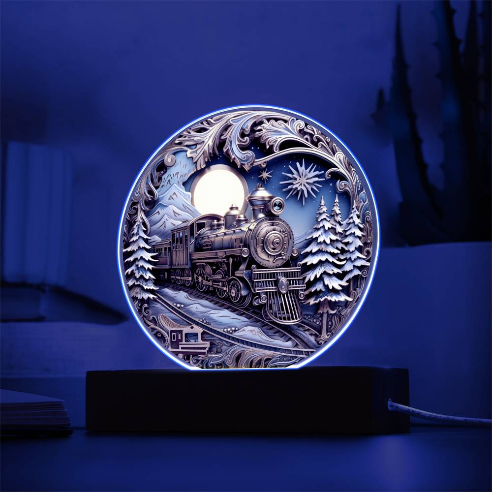 Fairy Tale Train | Night Light Circle Acrylic Plaque