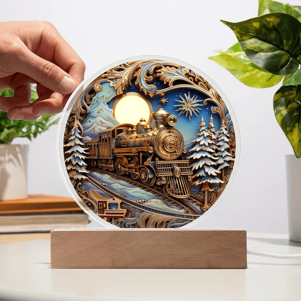 Fairy Tale Train | Night Light Circle Acrylic Plaque