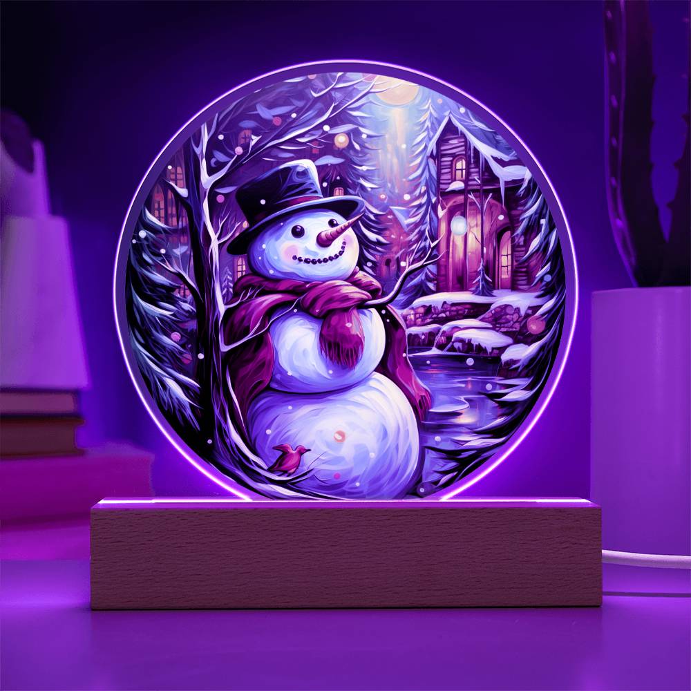 Snowman Is Feeling | Night Light Circle Acrylic Plaque