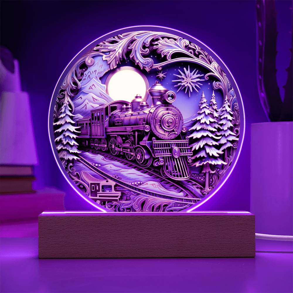 Fairy Tale Train | Night Light Circle Acrylic Plaque