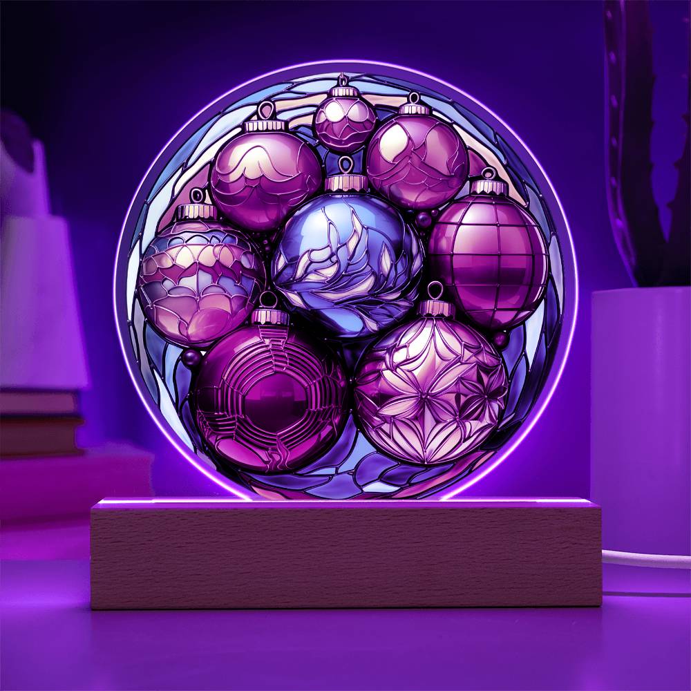 Christmas Balls | Night Light Circle Acrylic Plaque