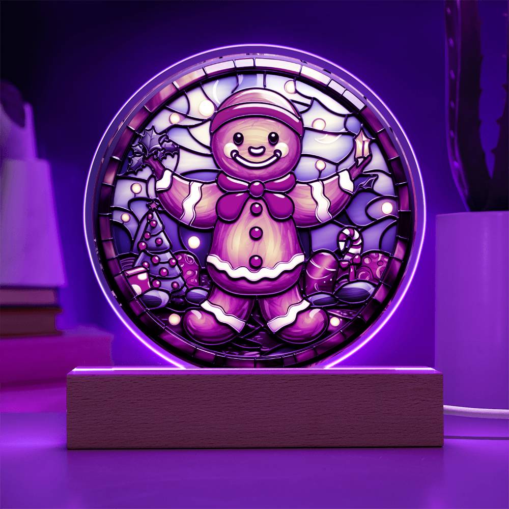 Christmas Gingerbread | Night Light Circle Acrylic Plaque