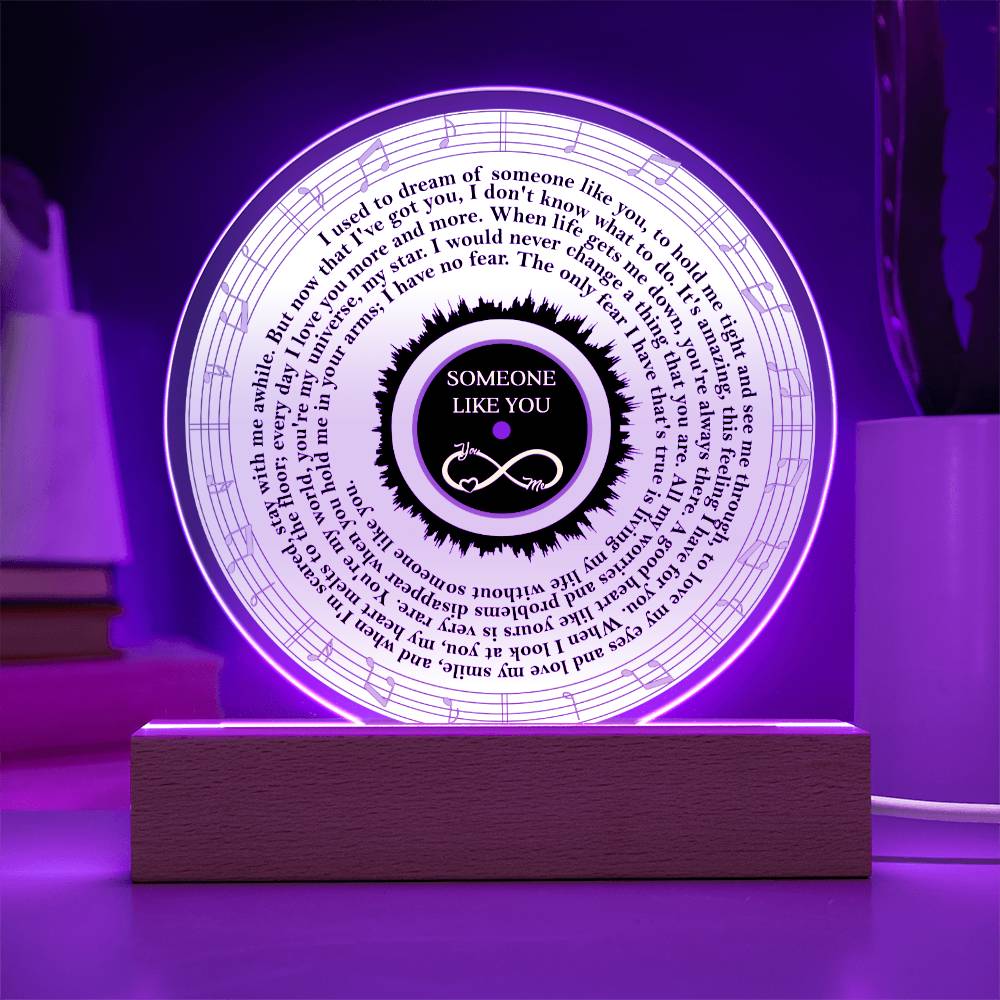 To My  Soulmate - Someone Like You - Night Light  Acrylic Circle Plaque Gift