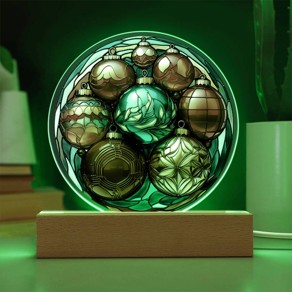 Christmas Balls | Night Light Circle Acrylic Plaque