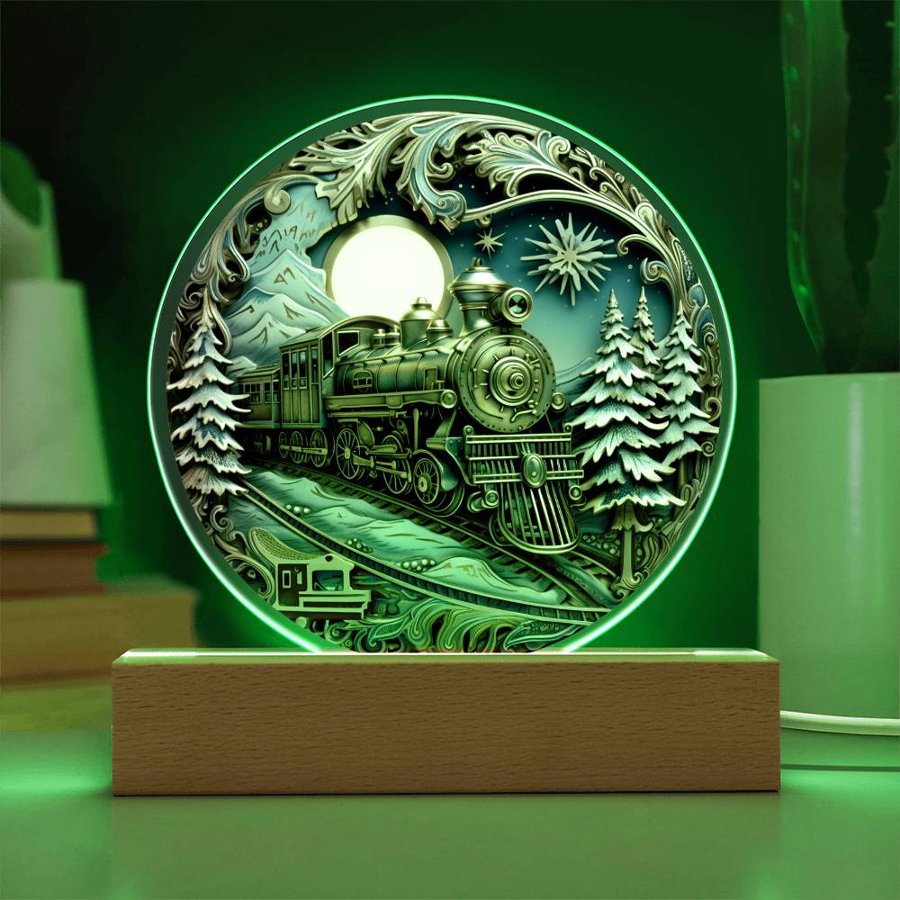 Fairy Tale Train | Night Light Circle Acrylic Plaque