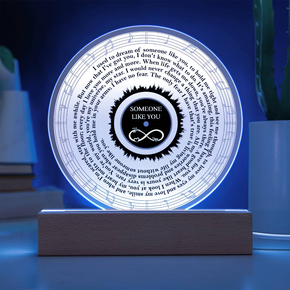 To My  Soulmate - Someone Like You - Night Light  Acrylic Circle Plaque Gift