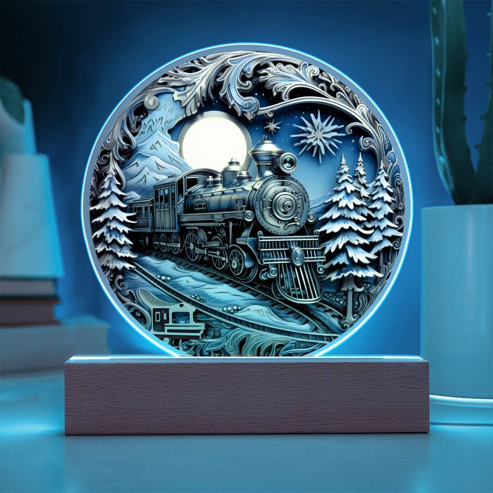 Fairy Tale Train | Night Light Circle Acrylic Plaque