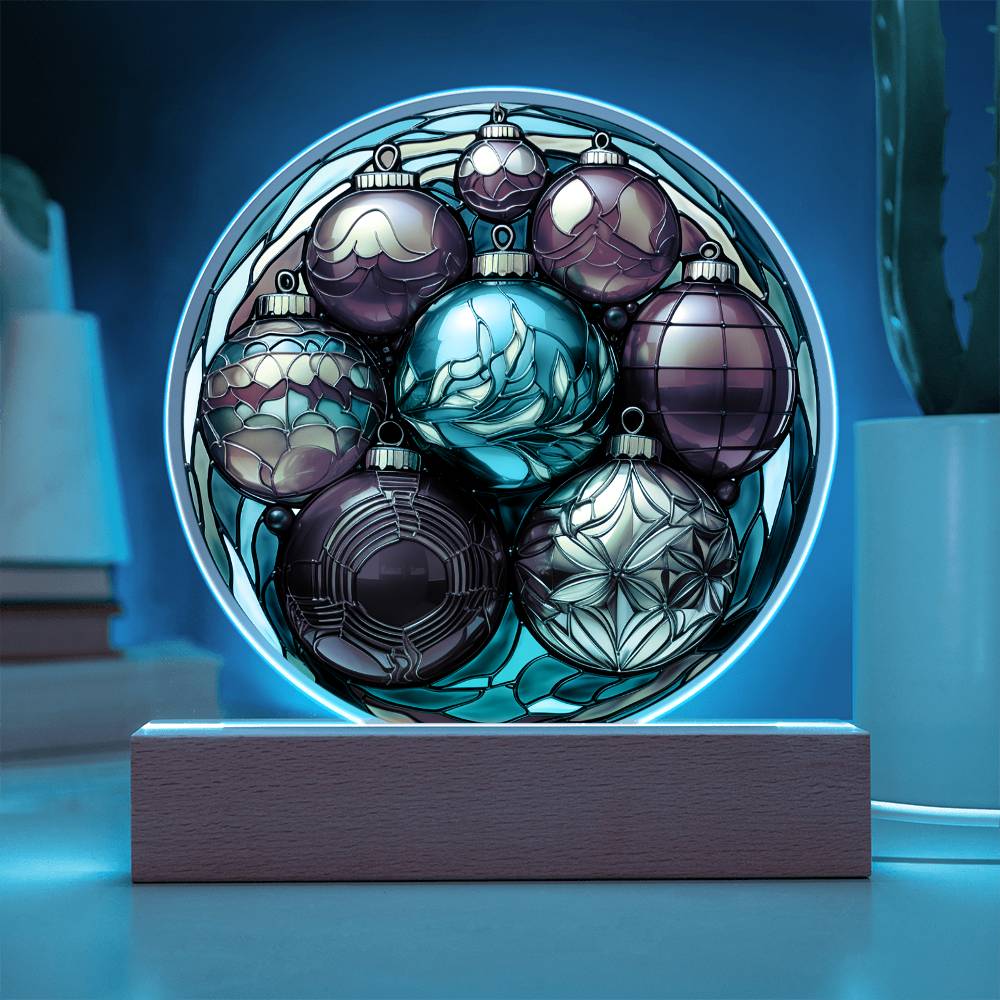 Christmas Balls | Night Light Circle Acrylic Plaque