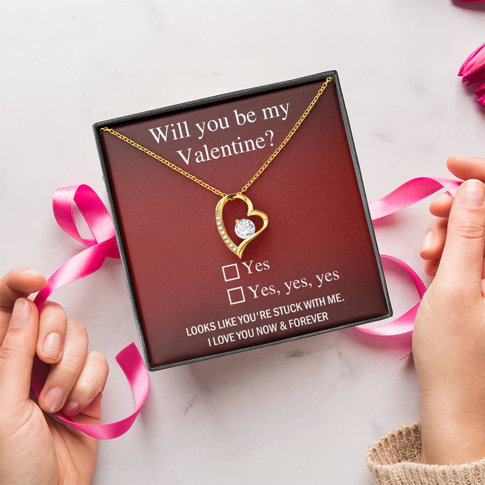 Will You  Be My Valentine - Forever Love Necklace Gift