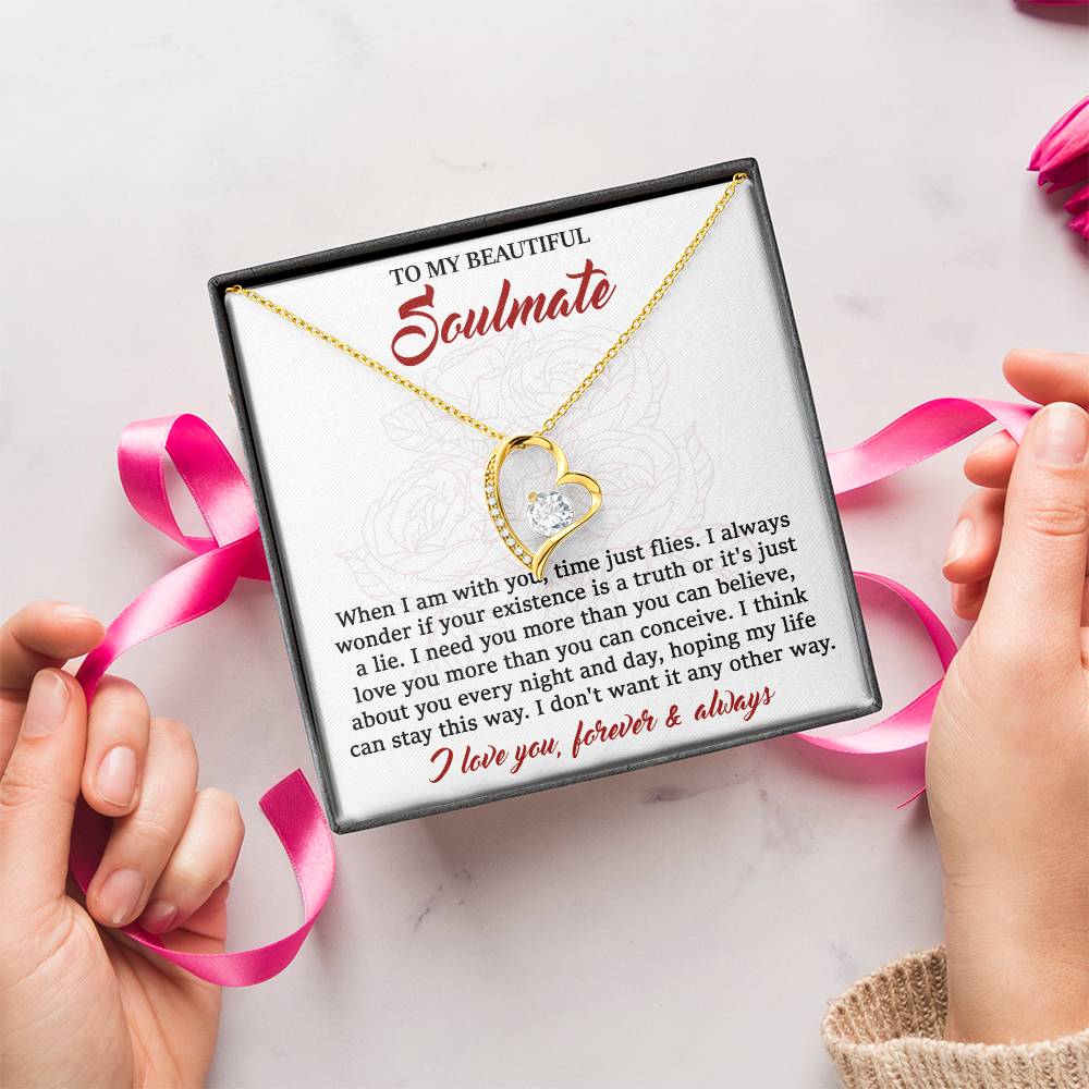 To My Beautiful Soulmate - I Need You - Forever Love Necklace Gift