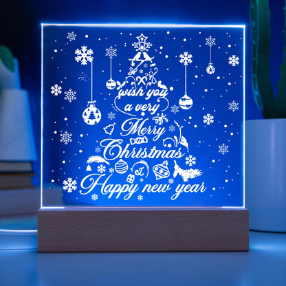 White Christmas Tree  | Night Light Square Acrylic