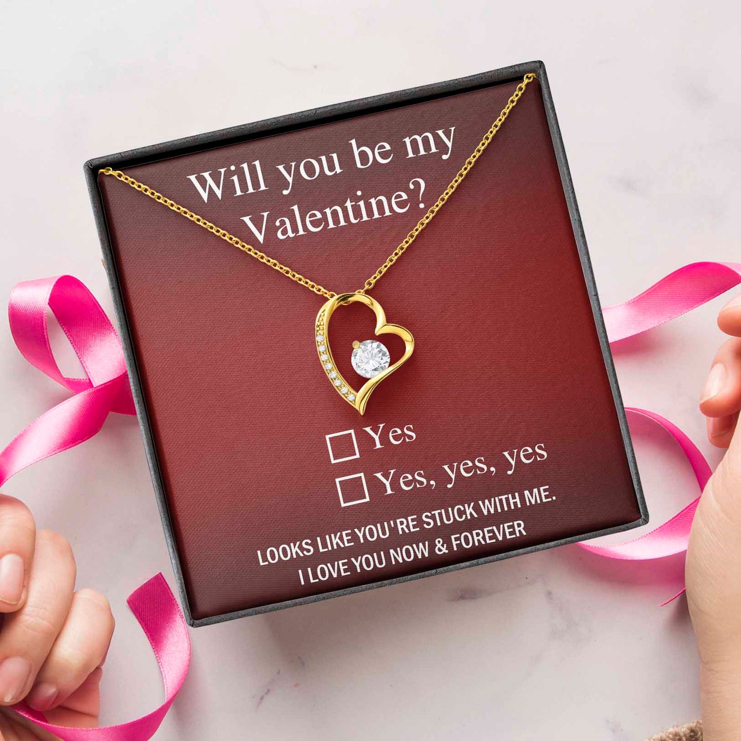 Will You  Be My Valentine - Forever Love Necklace Gift