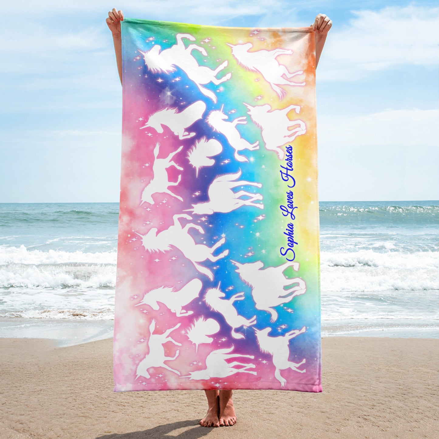 Personalised Horses Beach Towel