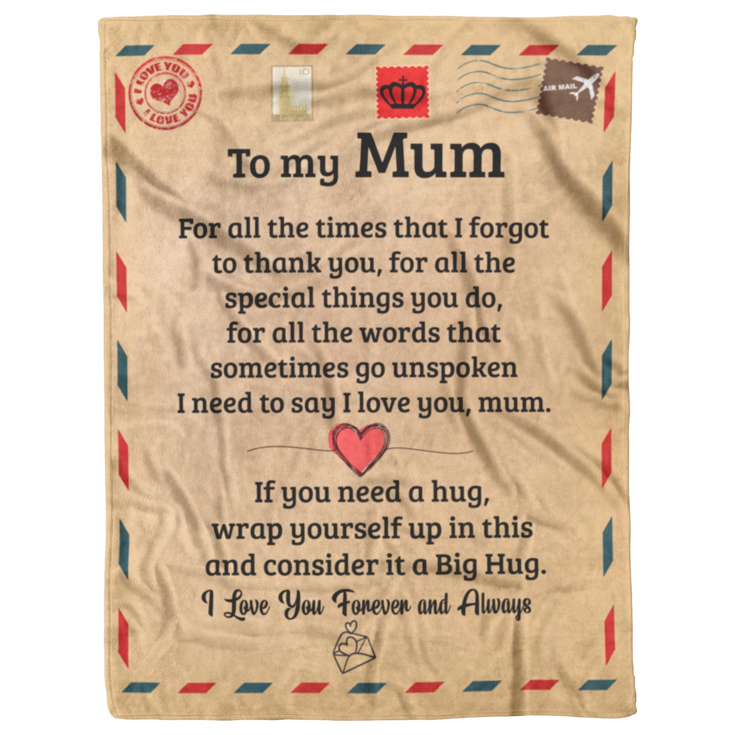 To My Mum | I Love You | Fleece Blanket | FL
