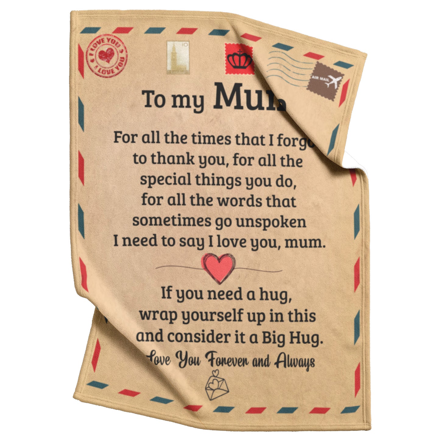 To My Mum | I Love You | Fleece Blanket | FL