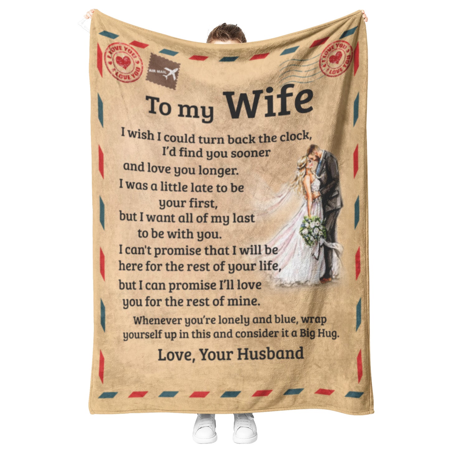 To My Wife | Big Hug | Fleece Blanket | TL