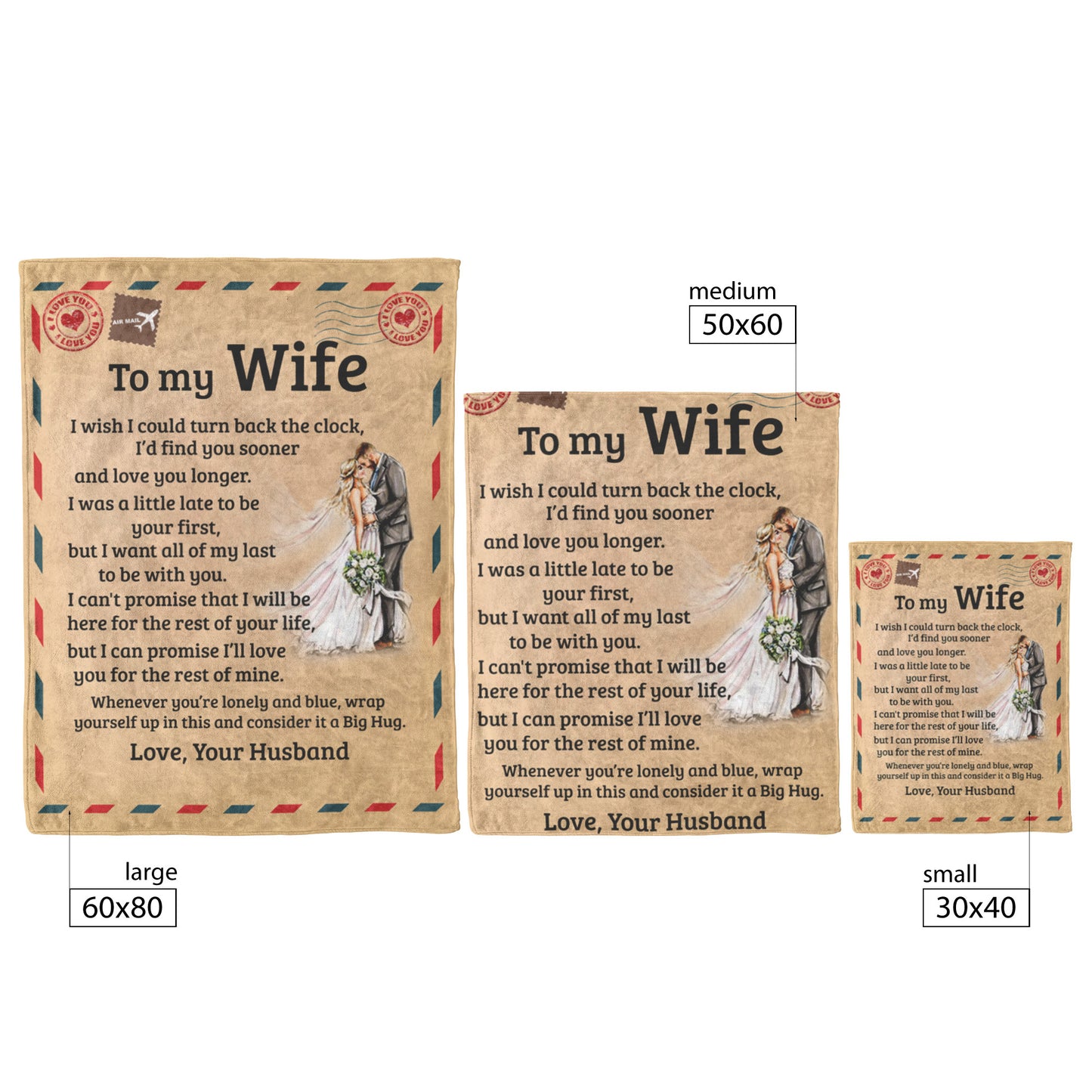 To My Wife | Big Hug | Fleece Blanket | TL