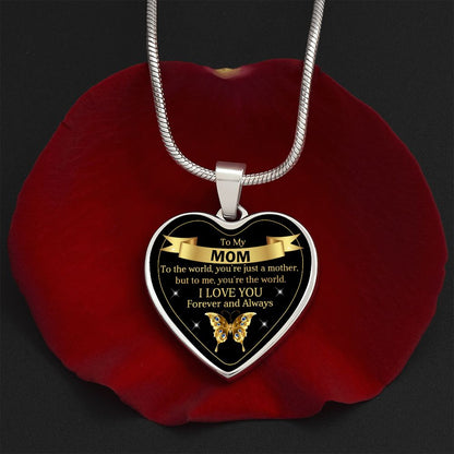 To My Mom | World | Heart Pendant | Mother's Day, Birthday, Christmas & Wedding Present