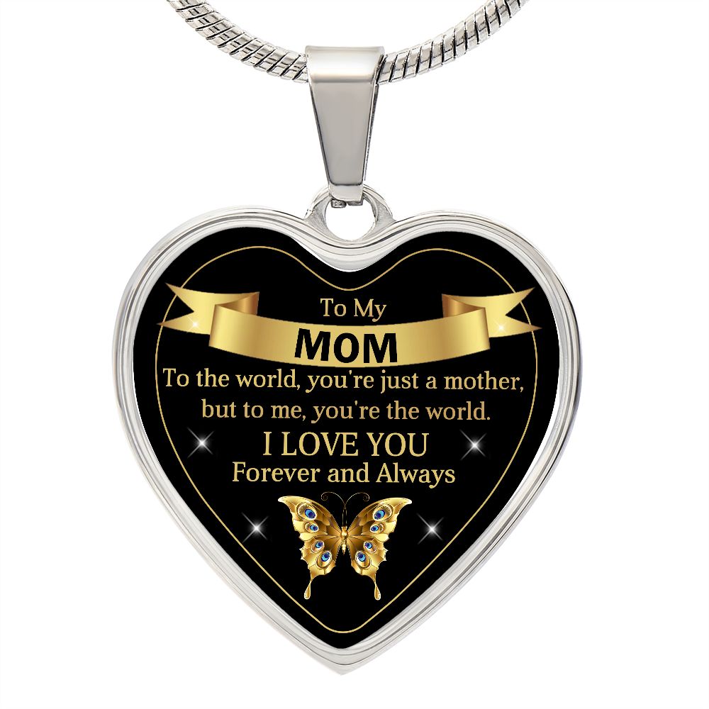 To My Mom | World | Heart Pendant | Mother's Day, Birthday, Christmas & Wedding Present