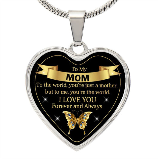 To My Mom | World | Heart Pendant | Mother's Day, Birthday, Christmas & Wedding Present