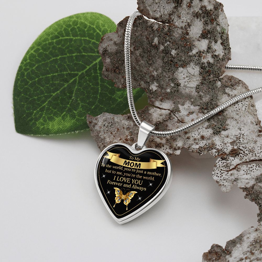To My Mom | World | Heart Pendant | Mother's Day, Birthday, Christmas & Wedding Present
