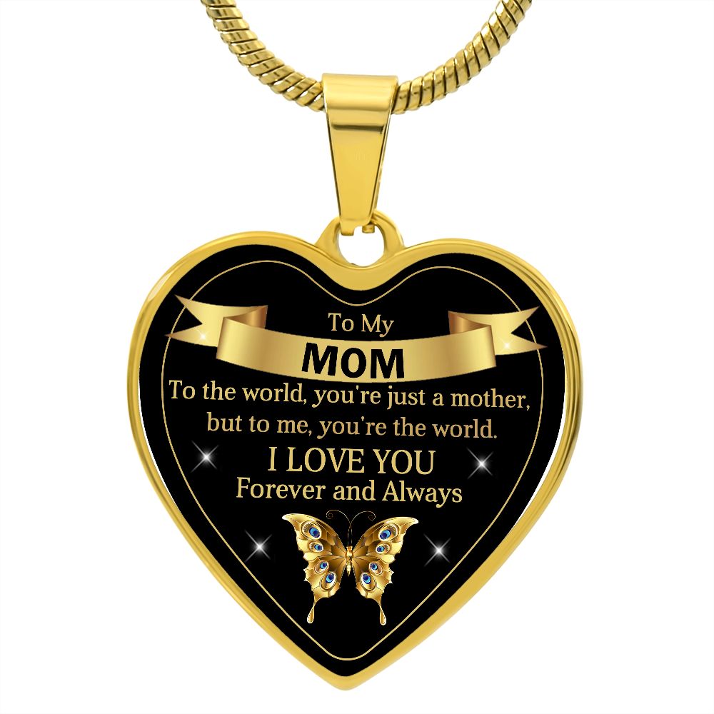 To My Mom | World | Heart Pendant | Mother's Day, Birthday, Christmas & Wedding Present