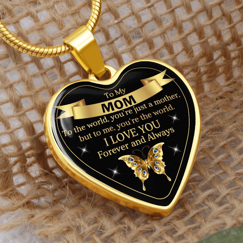To My Mom | World | Heart Pendant | Mother's Day, Birthday, Christmas & Wedding Present