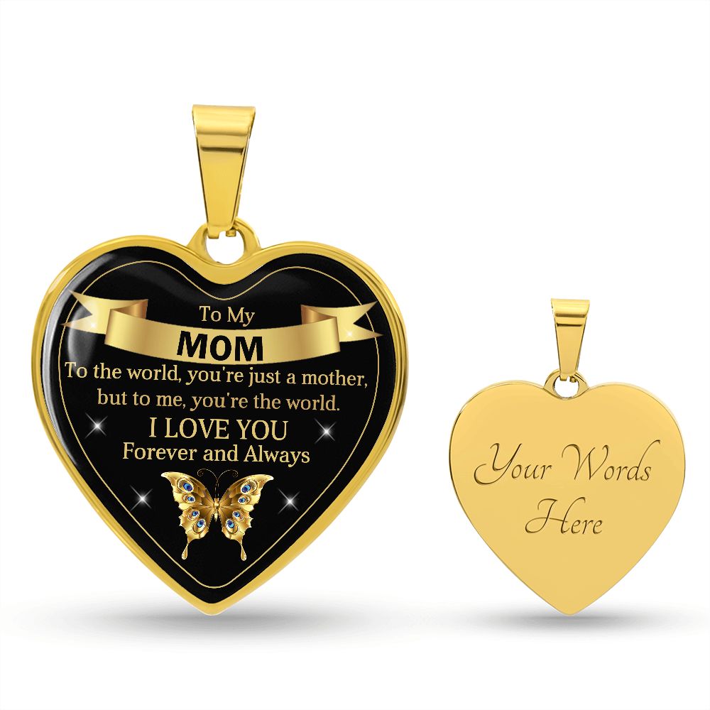 To My Mom | World | Heart Pendant | Mother's Day, Birthday, Christmas & Wedding Present