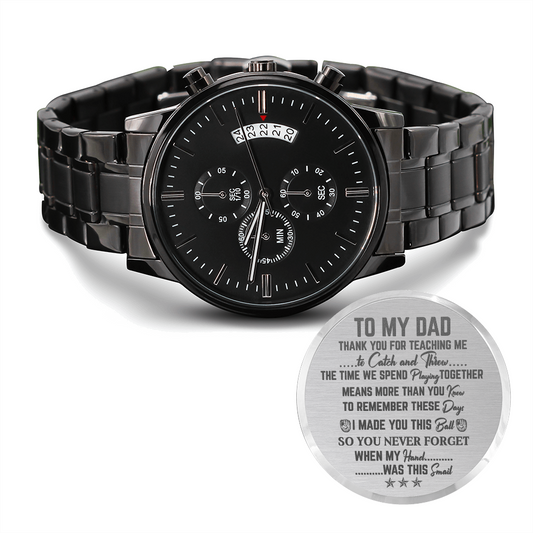 Black Chronograph Watch for Dad on Father's day, Birthday, Christmas gifts.