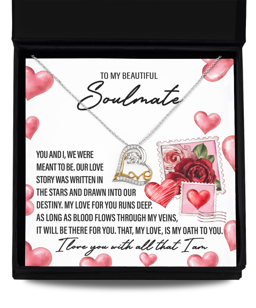 To My Beautiful Soulmate - Meant To Be - Love Dancing Necklace Gift