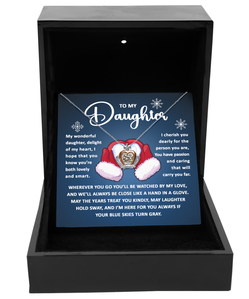 To My Daughter - Heart on Gloves - Crown Pendant Necklace Gift