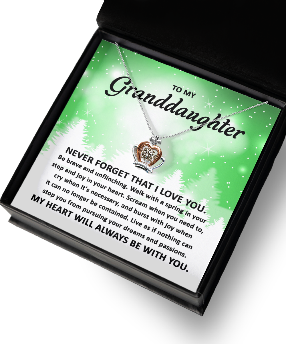 To My Granddaughter - Pursuing Your Dreams - Crown Pendant Necklace Gift