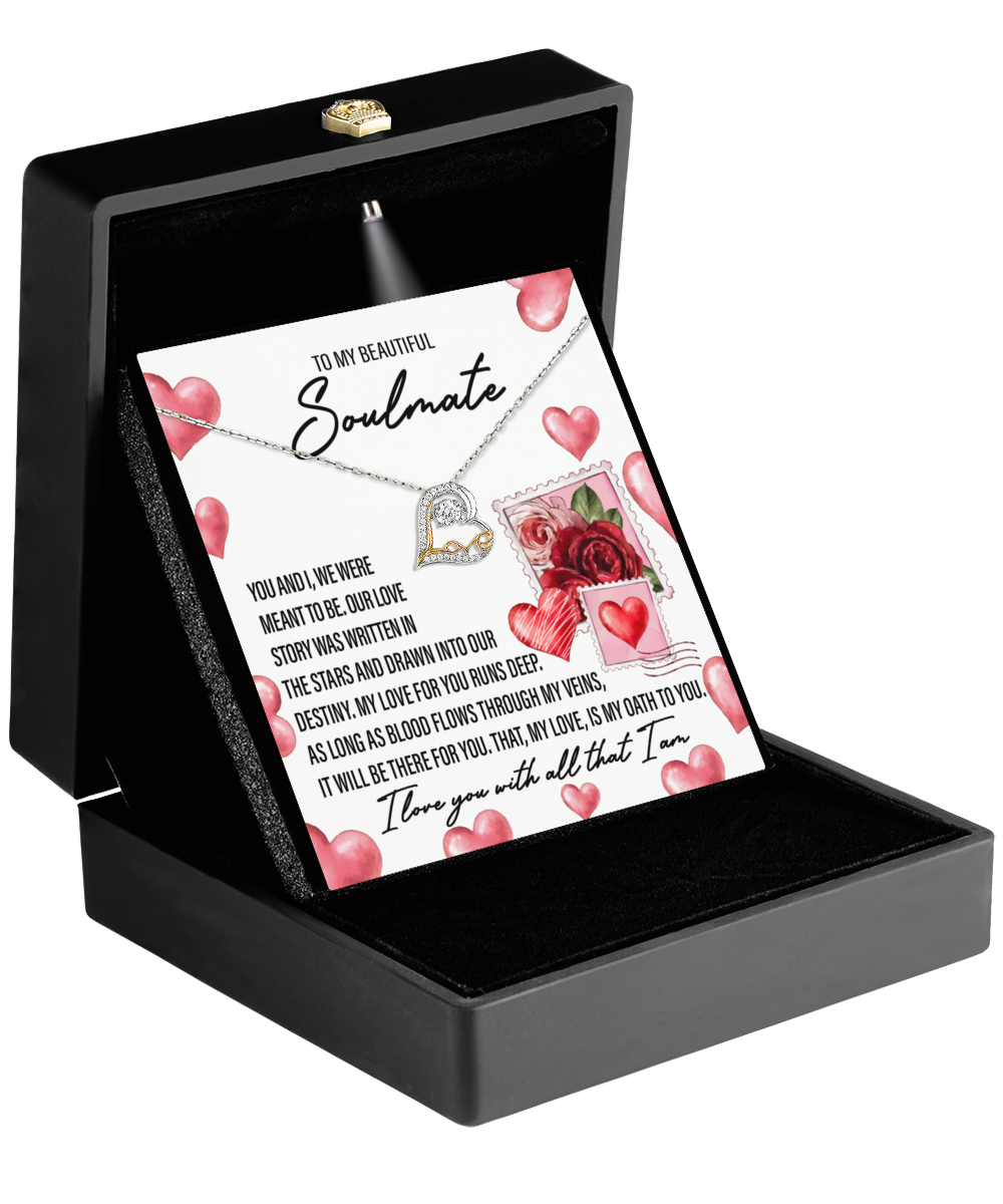 To My Beautiful Soulmate - Meant To Be - Love Dancing Necklace Gift