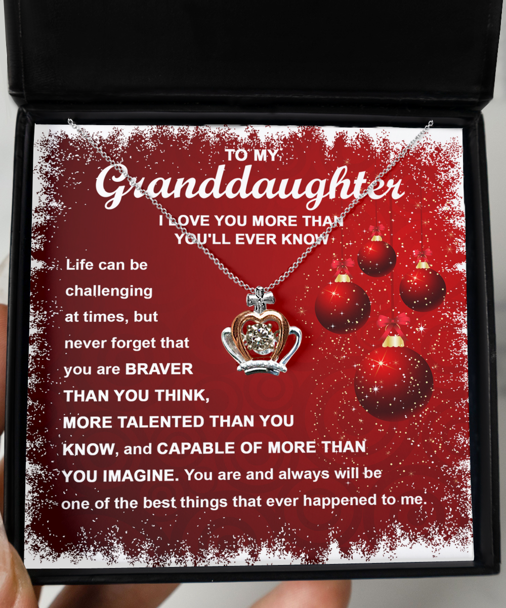 To My Granddaughter - The Best Things - Crown Pendant Necklace Gift