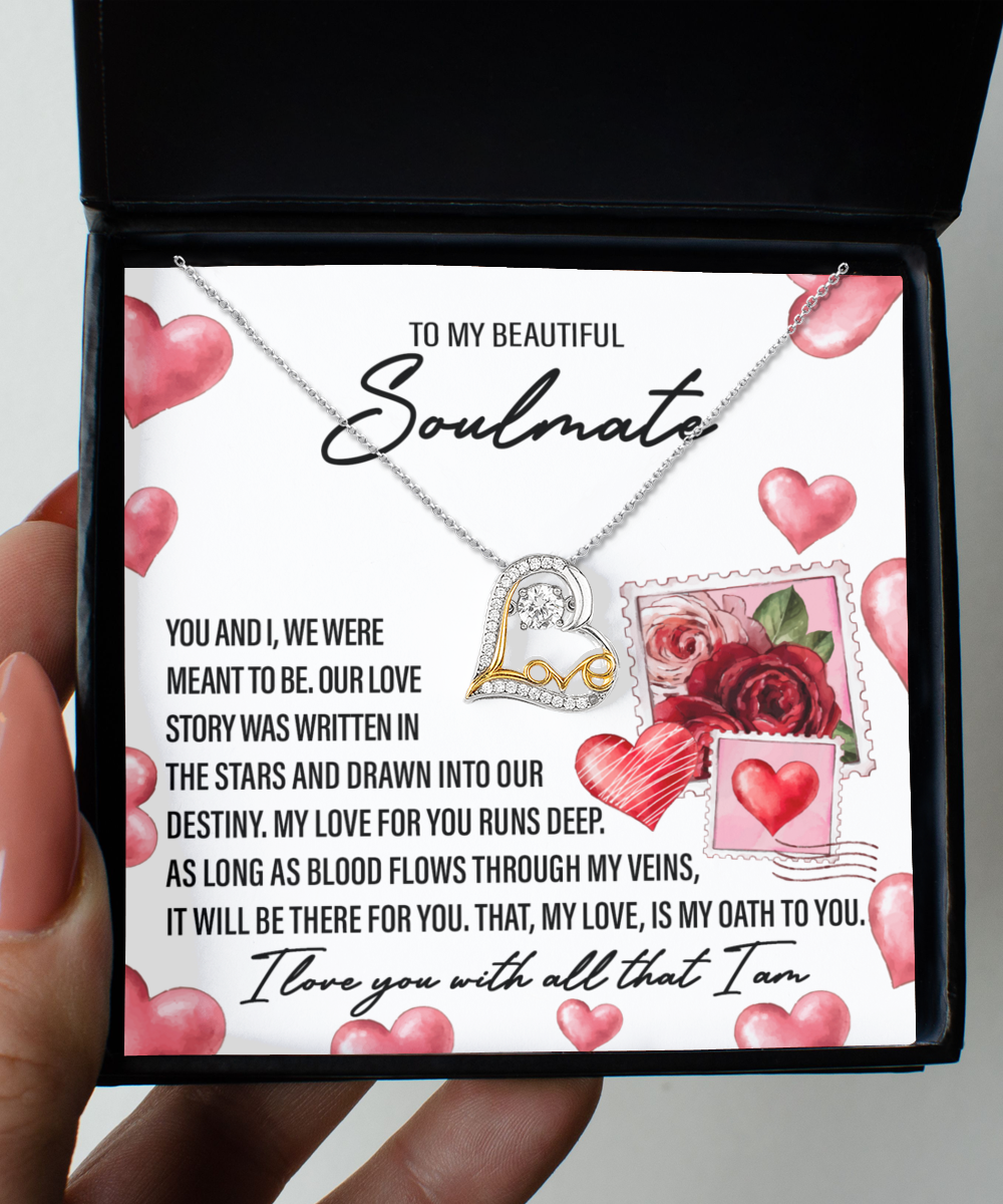 To My Beautiful Soulmate - Meant To Be - Love Dancing Necklace Gift