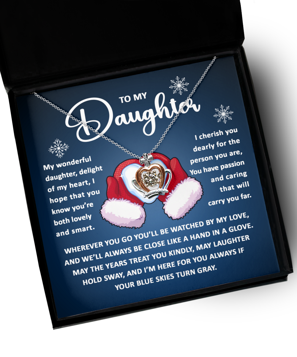 To My Daughter - Heart on Gloves - Crown Pendant Necklace Gift