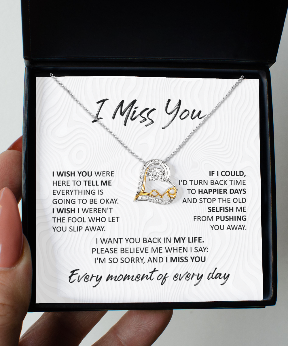 I miss you - I Wish - Love Dancing Necklace Gift