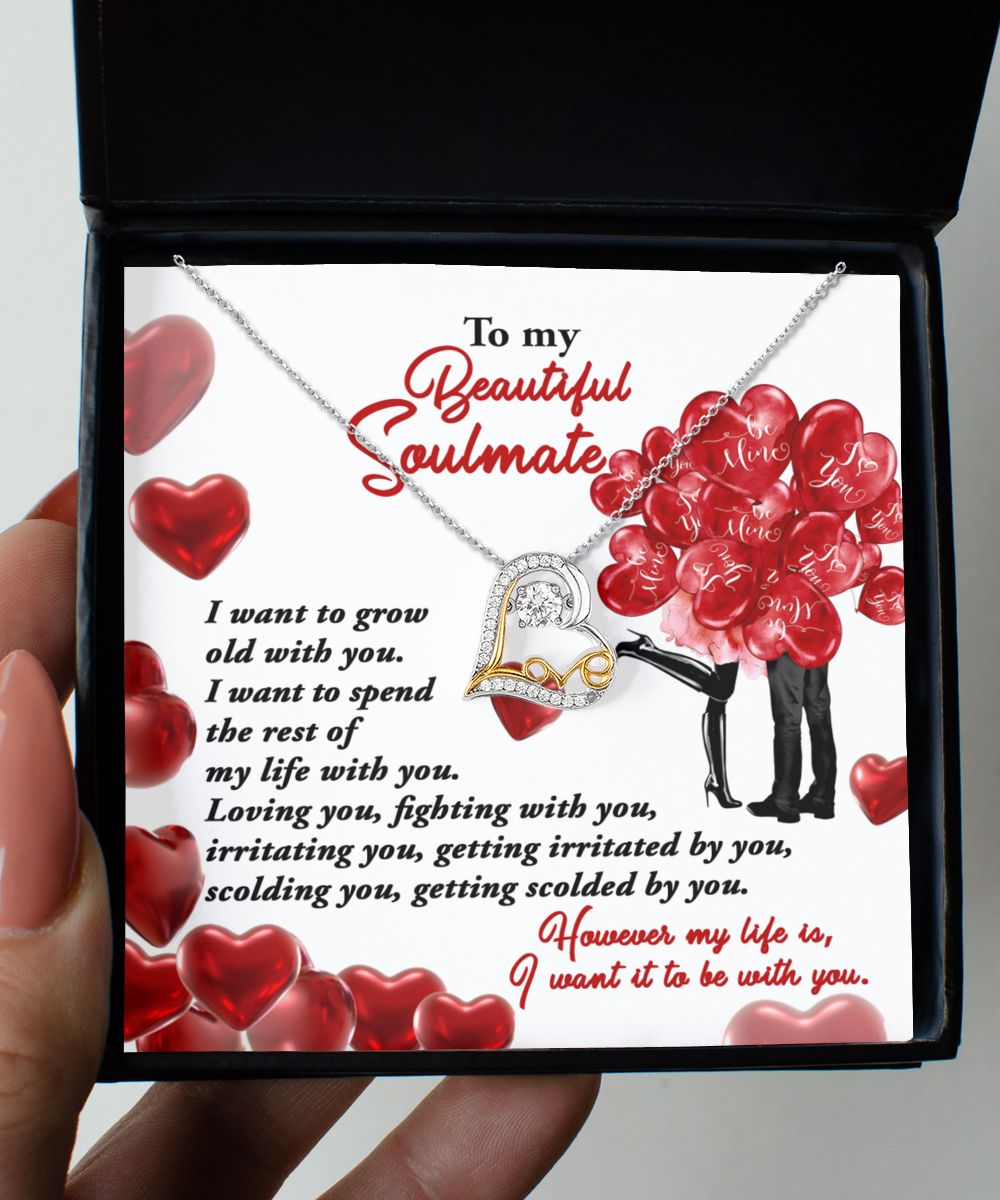 To My Beautiful Soulmate - With You - Love Dancing Necklace Gift